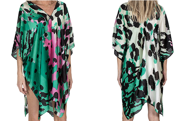 Zoagli by Moretti Milano silk dress 2 sides green color 12405